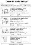 School passage true or false comprehension worksheet