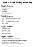 Back to school reading comprehension teacher answer key
