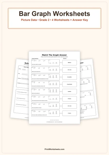 Bar Graph Worksheets with Picture Data for Grade 2