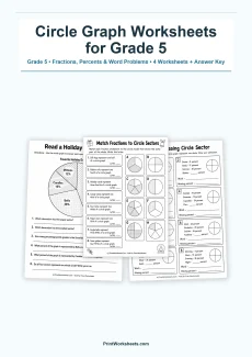 Data and Graphing Worksheet - Circle Graph Introduction Worksheets for Grade 5 | Free Printable