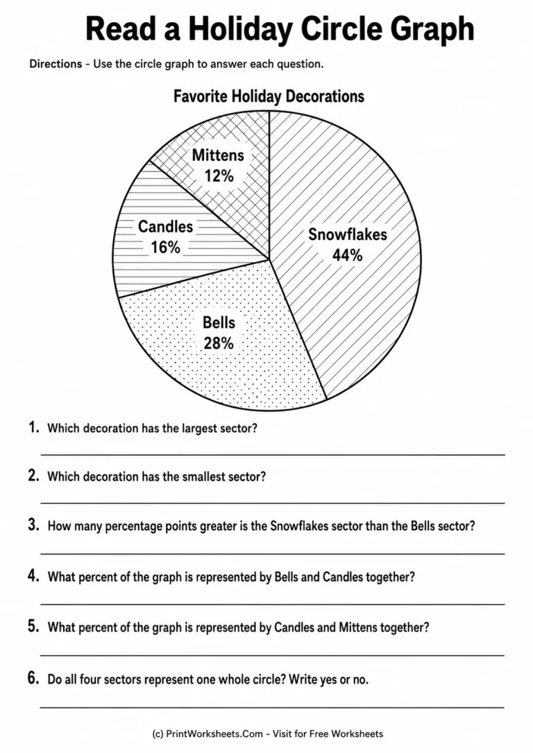 Read a Holiday Circle Graph Read a Holiday Circle Graph printable worksheet