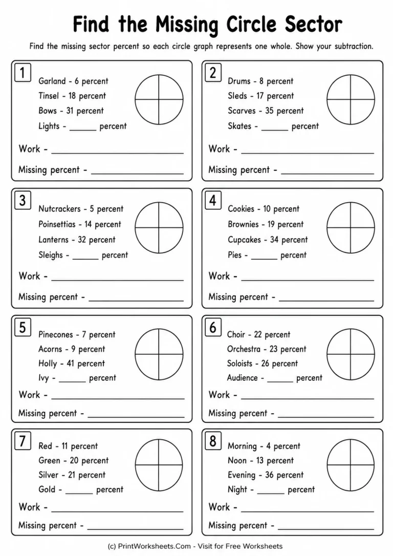 Find the Missing Circle Sector Find the Missing Circle Sector printable worksheet