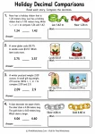 Grade 4 decimal comparison word problems worksheet