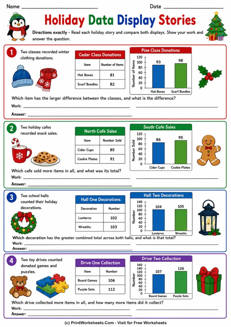 Holiday Data Display Stories Holiday Data Display Stories printable worksheet