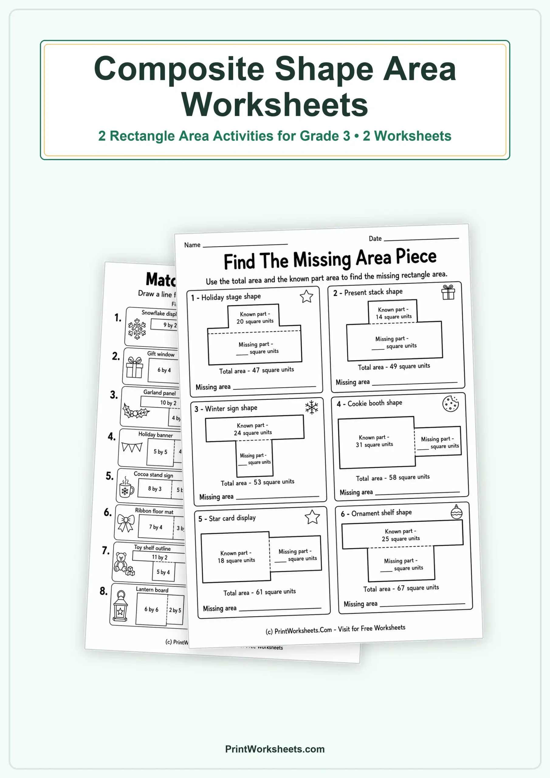 Geometry Worksheets Worksheet - Composite Shape Area Worksheets for Grade 3 | Free Printable