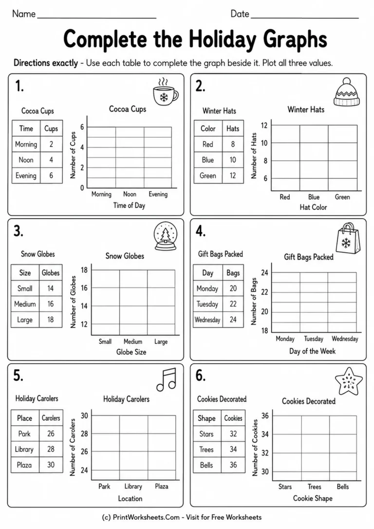 Complete the Holiday Graphs Complete the Holiday Graphs printable worksheet