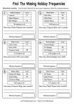 Find The Missing Holiday Frequencies printable worksheet