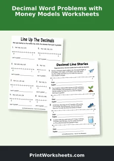 Decimals Worksheets Worksheet - Decimal Word Problems with Money Models Worksheets for Grade 4 | Free Printable