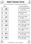 Matching decimals with word and expanded forms worksheet