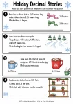 Decimal comparison and ordering holiday story problems worksheet