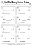 Grade 5 missing decimal divisor worksheet