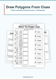Geometry Worksheets Worksheet - Draw Polygons by Attributes Worksheets for Grade 3 | Free Printable