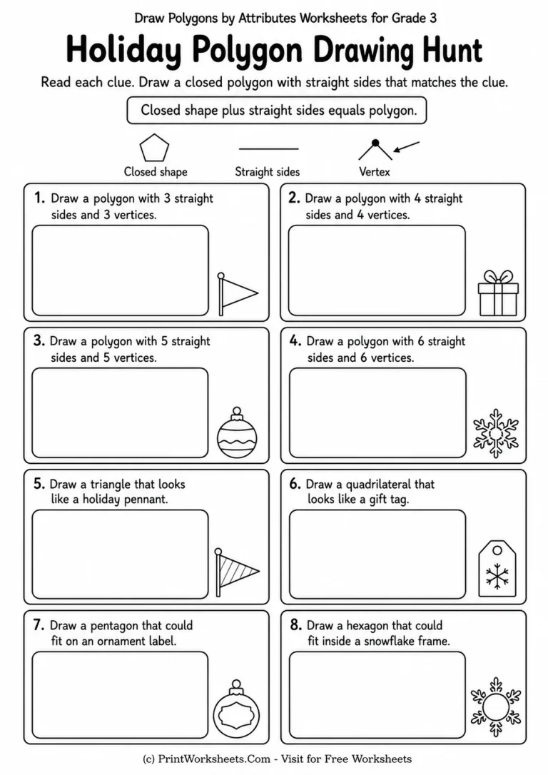 Holiday Polygon Drawing Hunt Holiday Polygon Drawing Hunt printable worksheet