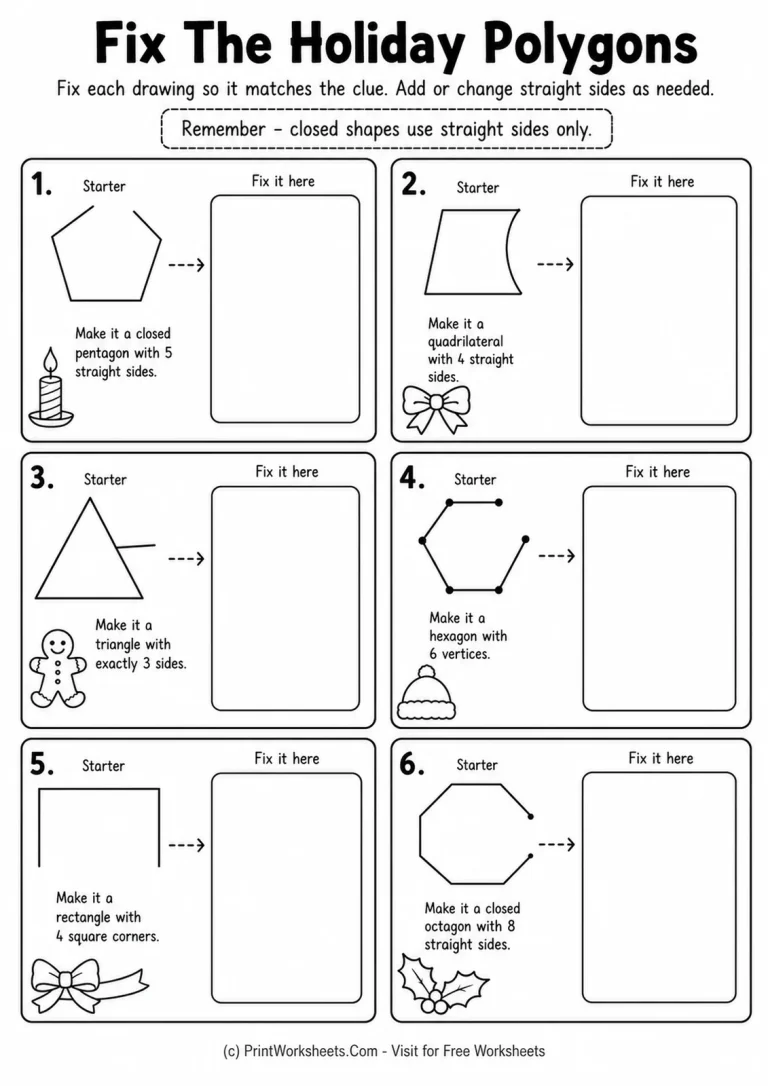 Fix The Holiday Polygons Fix The Holiday Polygons printable worksheet