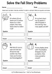 Solve the Fall Story Problems printable worksheet