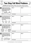 Two Step Fall Word Problems printable worksheet