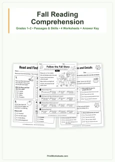Reading Comprehension Worksheet - Fall Reading Comprehension Passages for Grades 1–2 | Free Printable