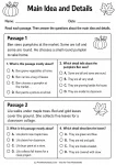Fall main idea and details worksheet with pumpkin and maple leaf passages