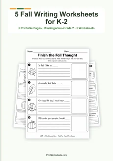 Writing Worksheets Worksheet - Fall Writing Prompts for Kindergarten to Grade 2 | Free Printable