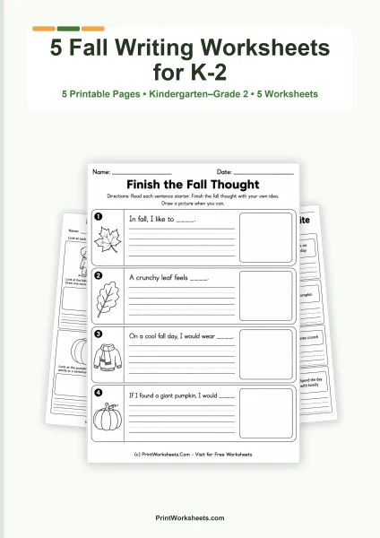 Fall Writing Prompts for Kindergarten to Grade 2