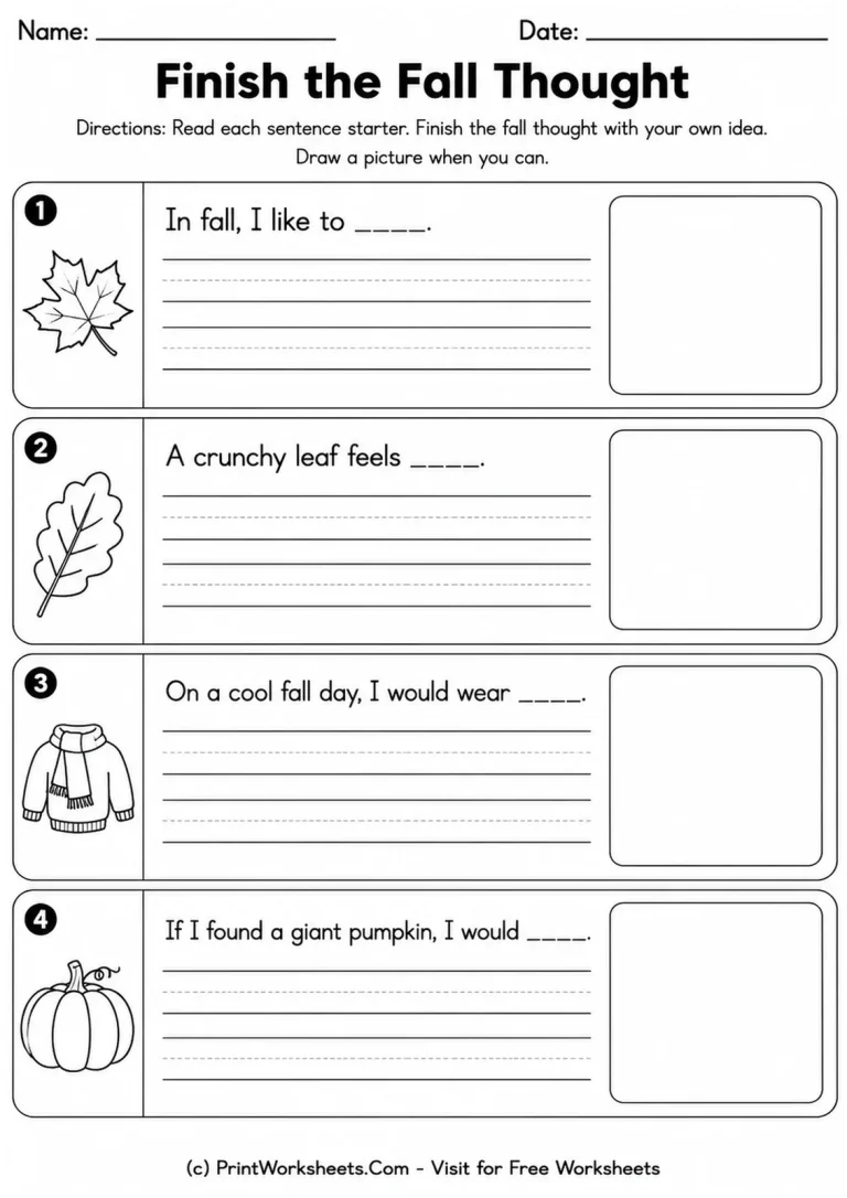 Finish the Fall Thought Finish the Fall Thought printable worksheet