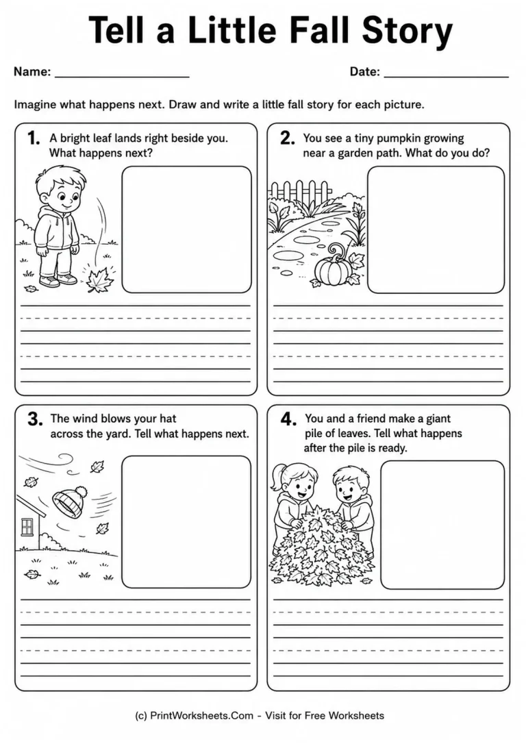Tell a Little Fall Story Tell a Little Fall Story printable worksheet