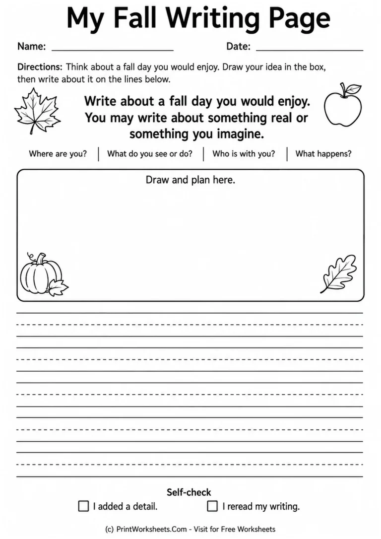 My Fall Writing Page My Fall Writing Page printable worksheet
