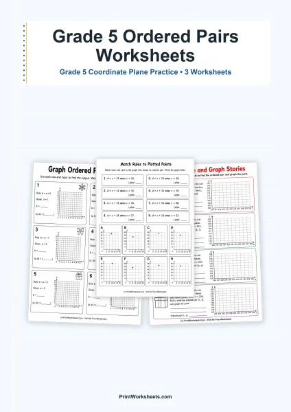 Graphing Ordered Pairs from Rules Worksheets for Grade 5