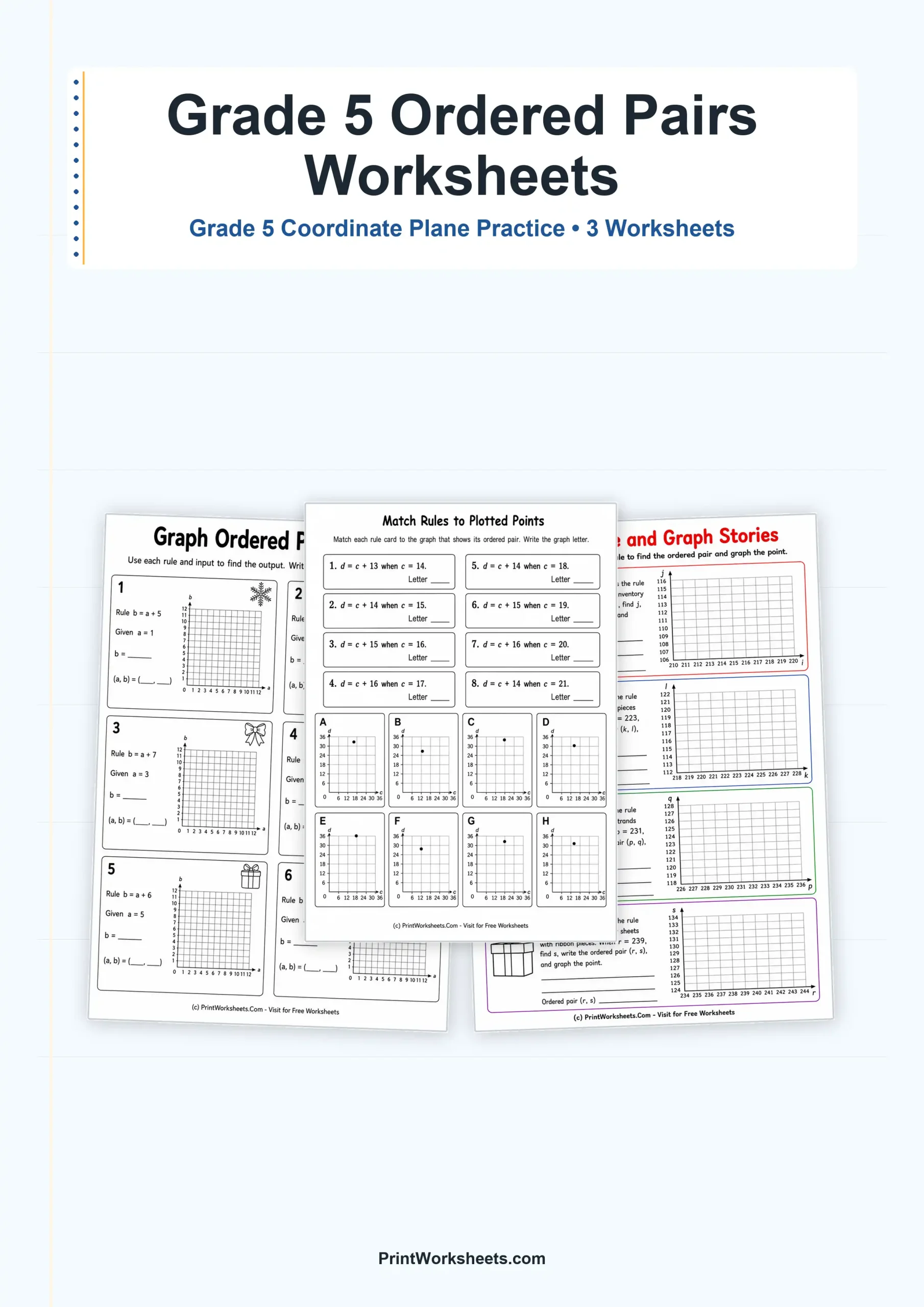 Data and Graphing Worksheet - Graphing Ordered Pairs from Rules Worksheets for Grade 5 | Free Printable