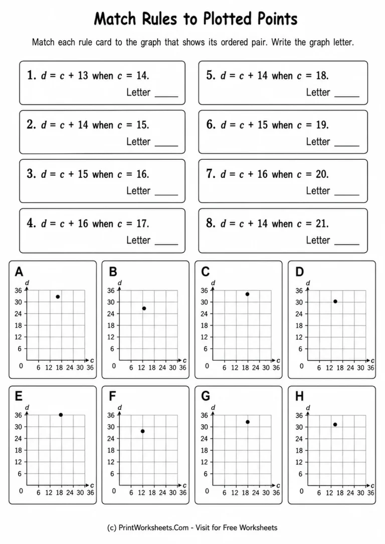 Match Rules to Plotted Points printable worksheet