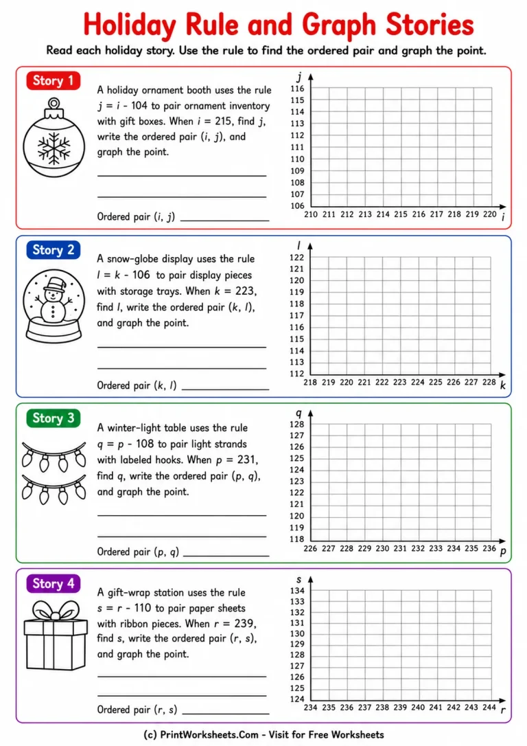 Holiday Rule and Graph Stories printable worksheet