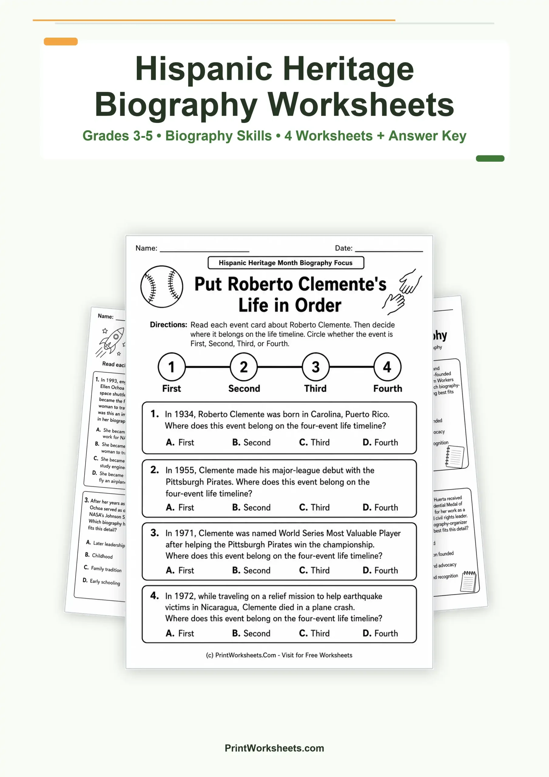 Hispanic Heritage Month Worksheets Worksheet - Hispanic Heritage Month Biography Worksheets for Grades 3-5 | Free Printable
