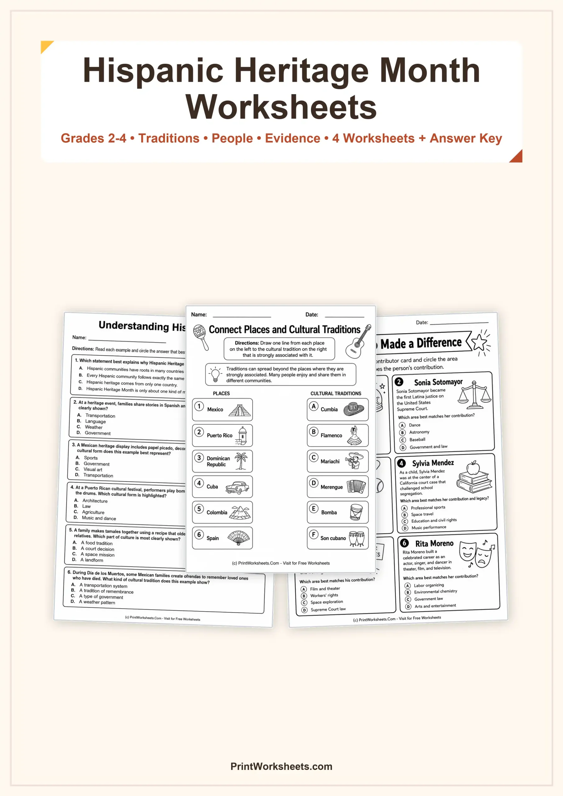 Hispanic Heritage Month Worksheets Worksheet - Hispanic Heritage Month Culture and Contributions Worksheets for Grades 2-4 | Free Printable