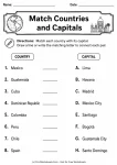 Match Countries and Capitals printable worksheet