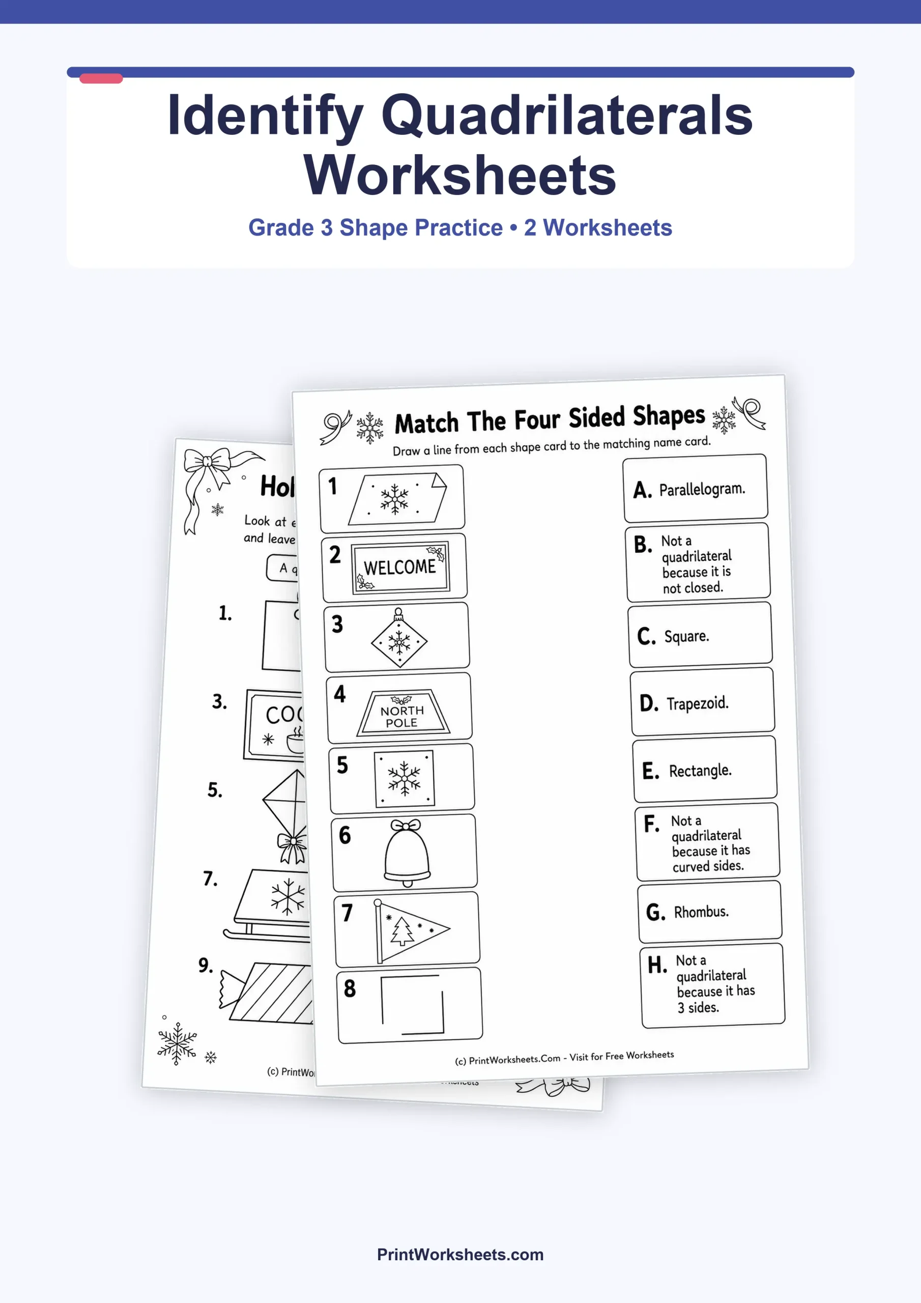 Geometry Worksheets Worksheet - Identify Quadrilaterals Worksheets for Grade 3 | Free Printable