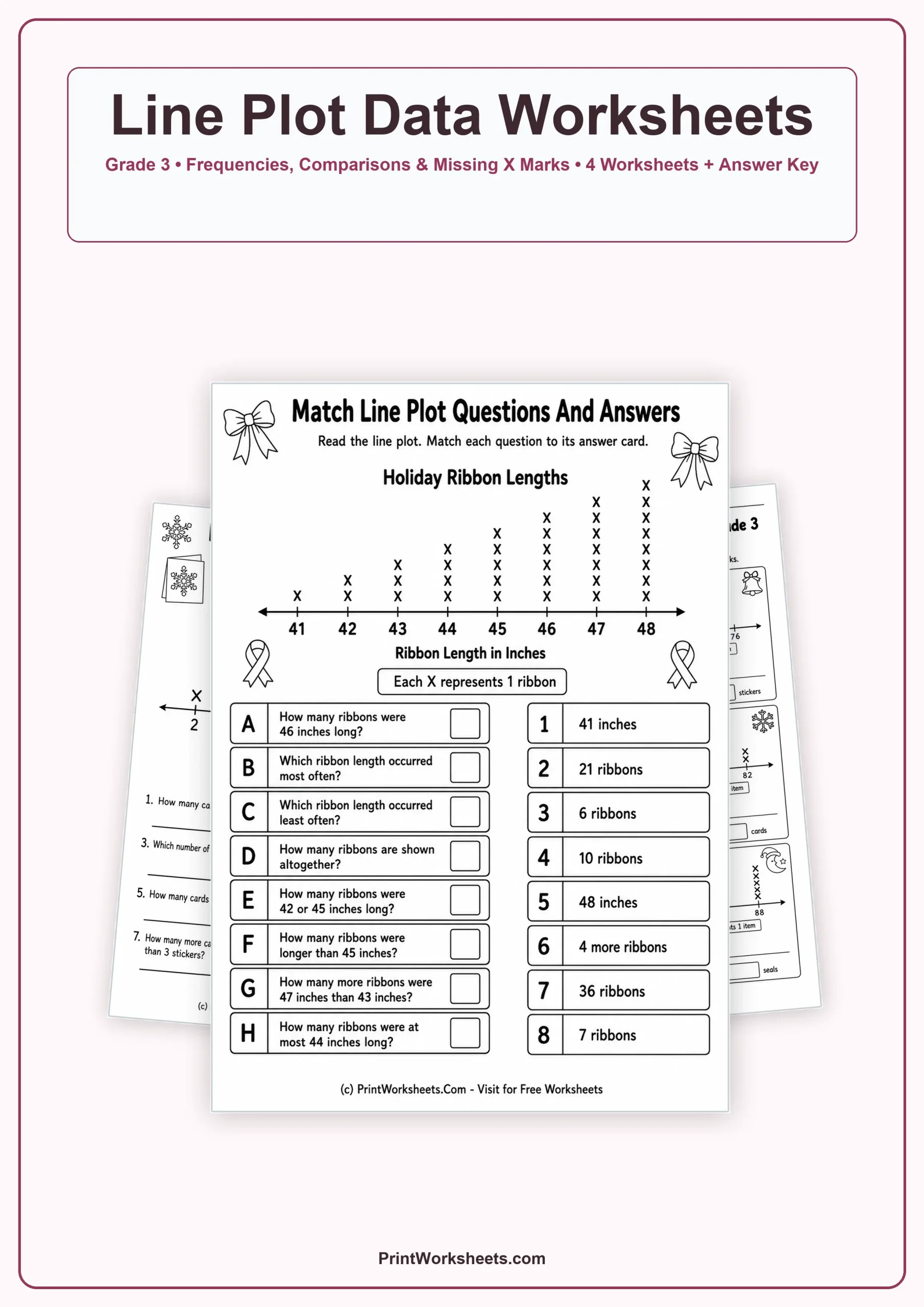 Data and Graphing Worksheet - Interpret Line Plot Data Worksheets for Grade 3 | Free Printable