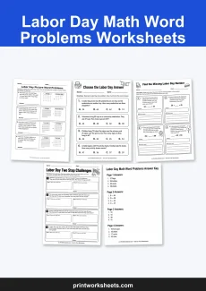 Labor Day Worksheets Worksheet - Labor Day Math Word Problems Worksheets for Grades 2-3 | Free Printable