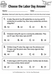 Labor Day multiple choice math word problems worksheet grades 2-3