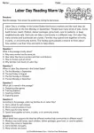 labor day reading comprehension passages for grade 2 to grade 3