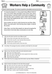 Workers help a community reading comprehension worksheet Grades 2-3