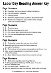 Labor Day reading comprehension teacher answer key Grades 2-3