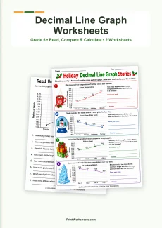 Data and Graphing Worksheet - Line Graphs with Decimal Data Worksheets for Grade 5 | Free Printable