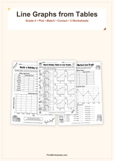Data and Graphing Worksheet - Make Line Graphs from Tables Worksheets for Grade 4 | Free Printable