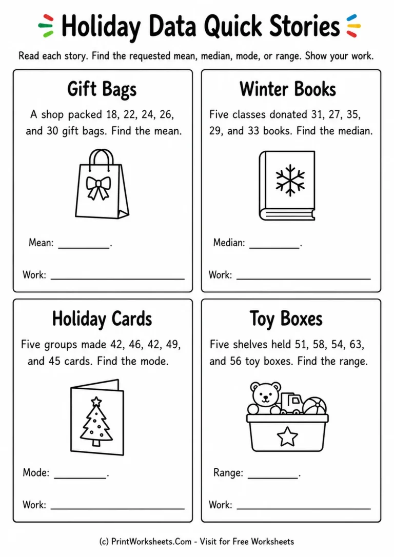 Holiday Data Quick Stories Holiday Data Quick Stories printable worksheet
