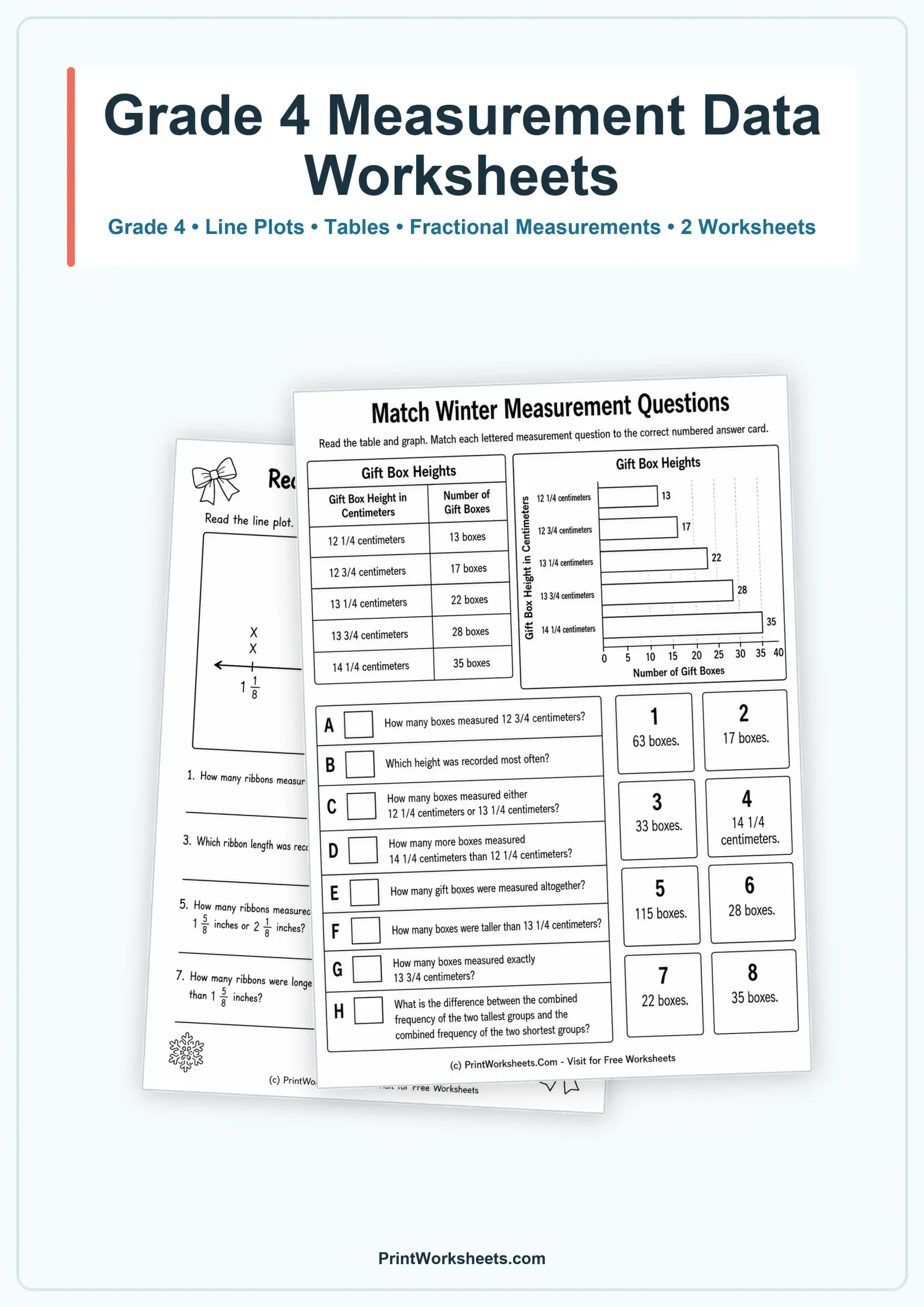Measurement Worksheets Worksheet - Measurement Data Word Problems Worksheets for Grade 4 | Free Printable