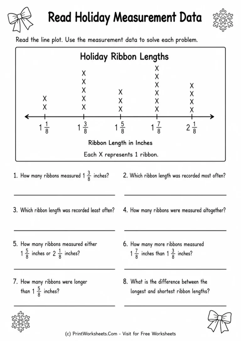 Read Holiday Measurement Data printable worksheet