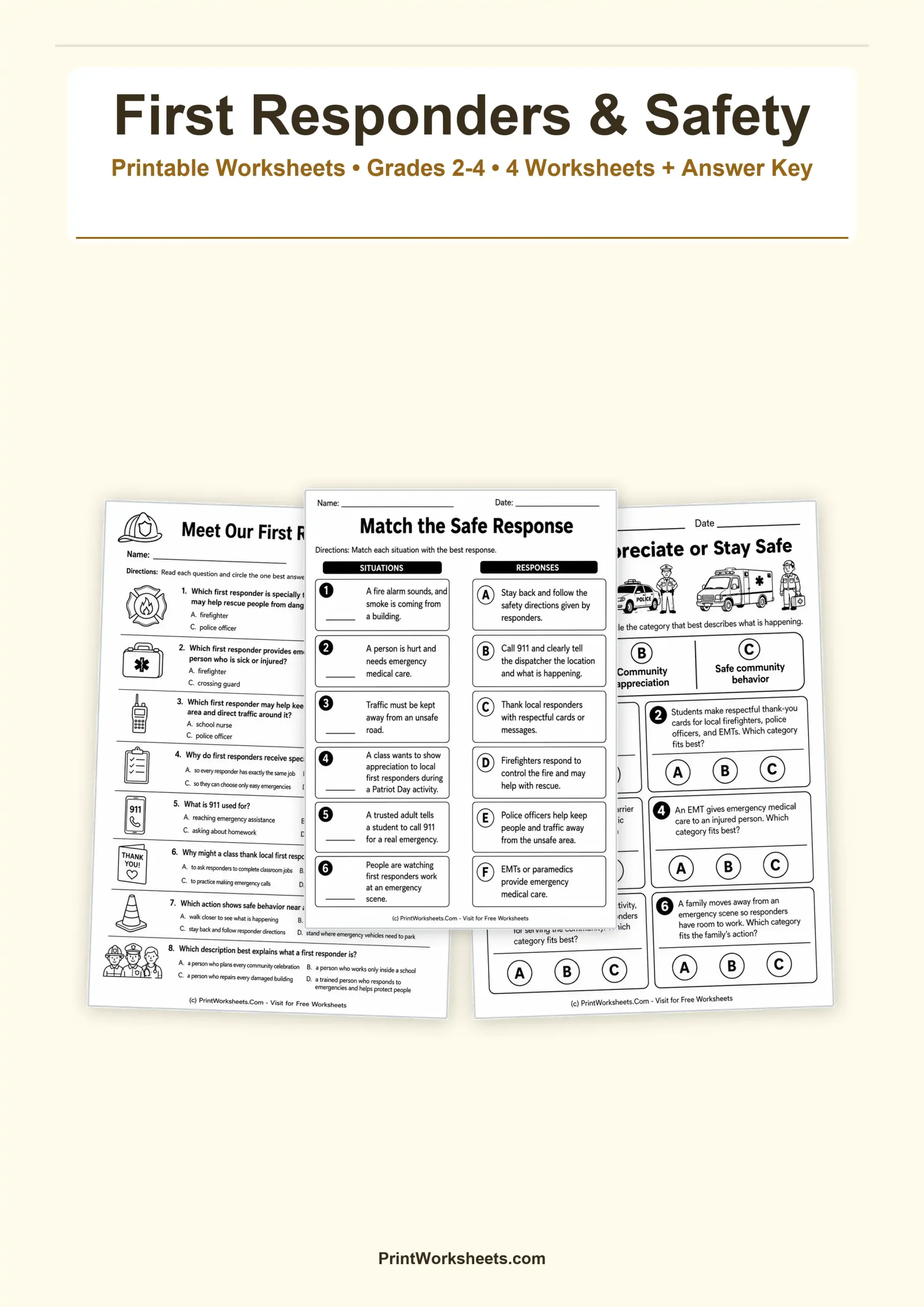 Patriot Day Worksheet - Patriot Day First Responders Worksheets for Grades 2-4 | Free Printable
