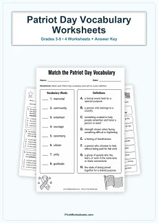Patriot Day Worksheet - Patriot Day Vocabulary Worksheets for Grades 3-5 | Free Printable