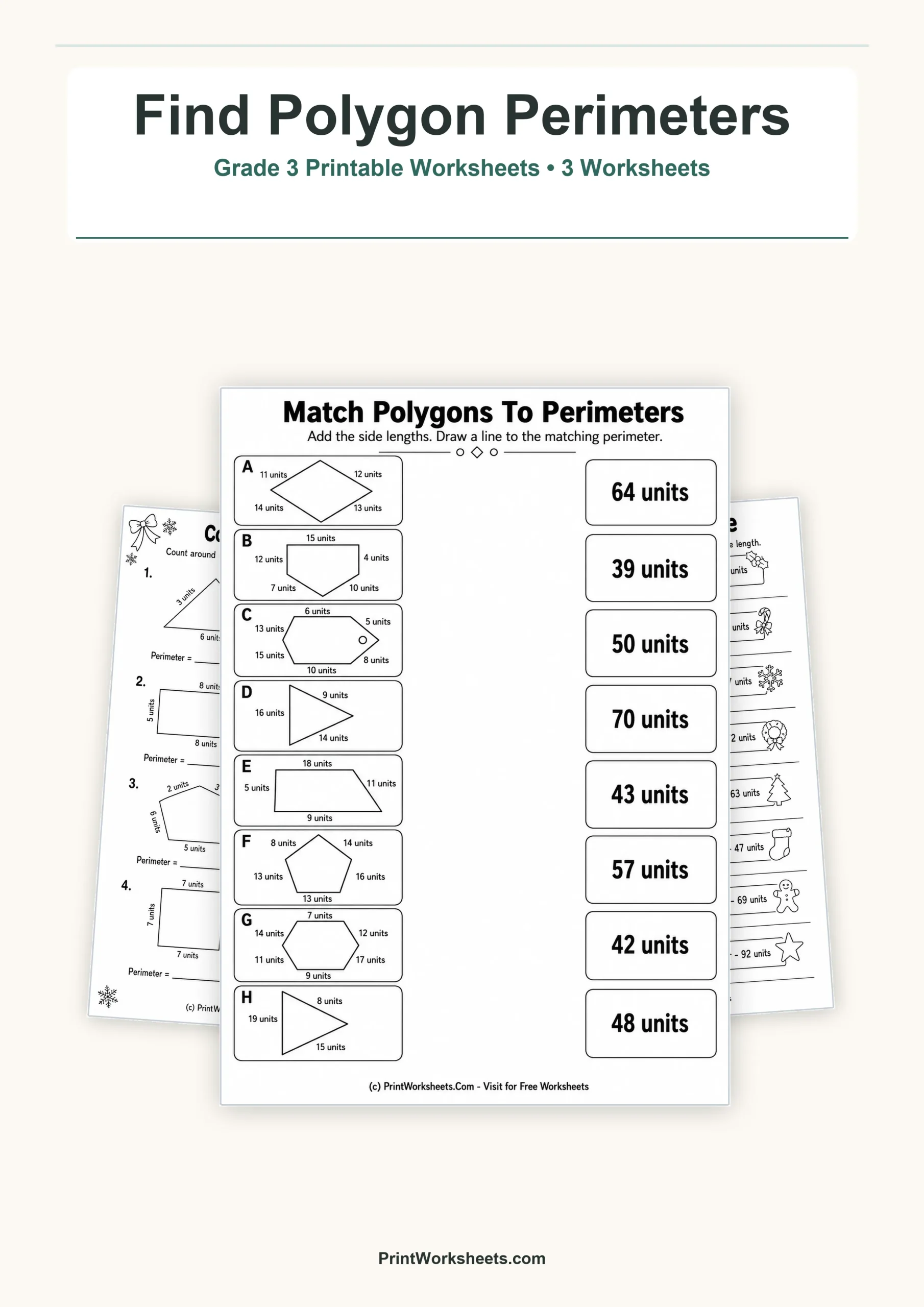 Geometry Worksheets Worksheet - Perimeter of Polygons Worksheets for Grade 3 | Free Printable