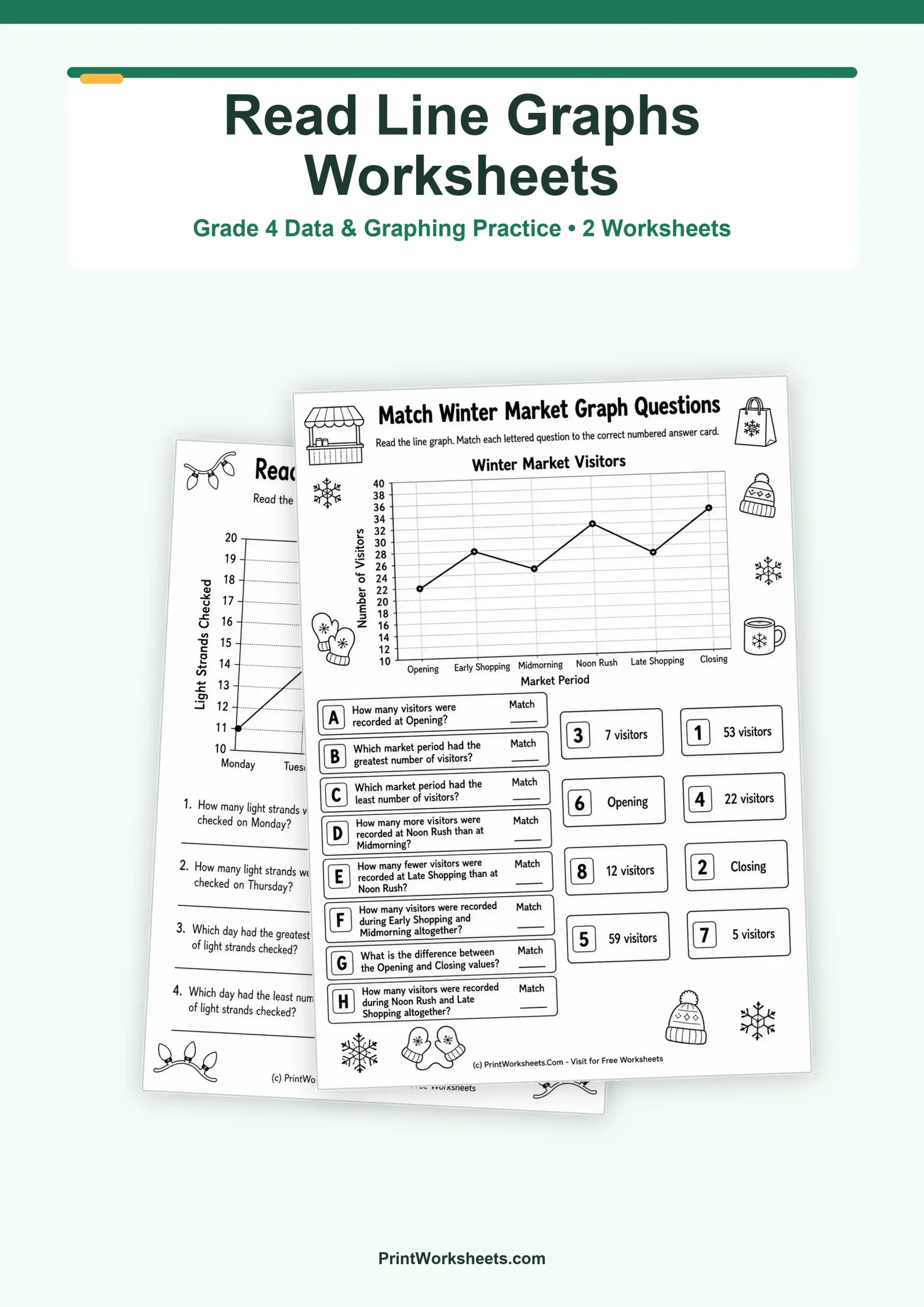 Data and Graphing Worksheet - Read Line Graphs Worksheets for Grade 4 | Free Printable
